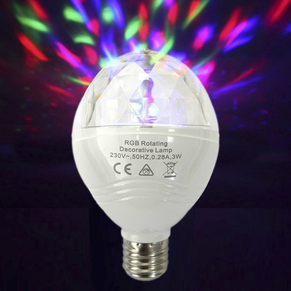 BOMBILLA DISCOTECA LED RGB E27 3W MULTICOLOR ROTAC