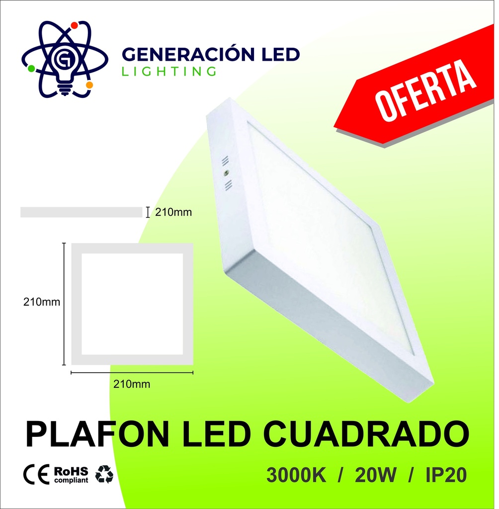 Panel de Superficie Serie Slim Cuadrado 20W