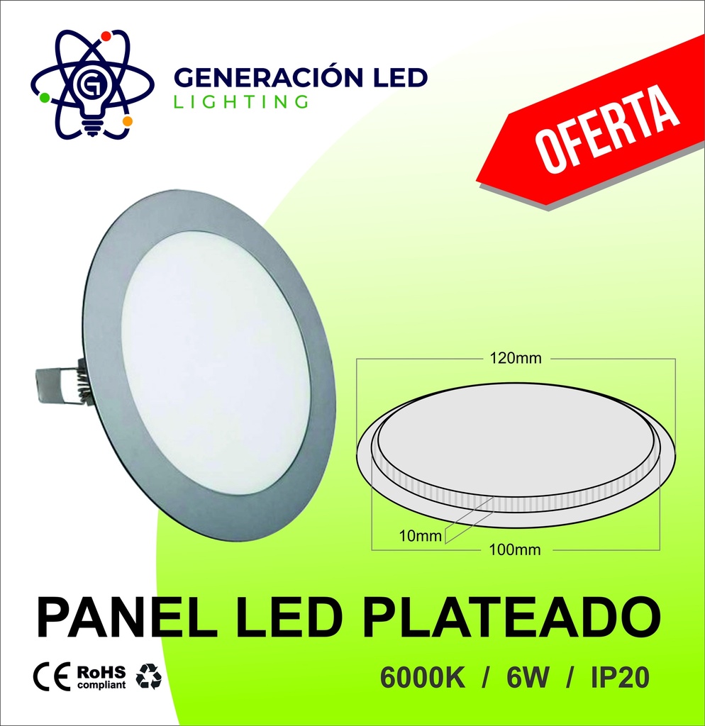 DOWNLIGHT 6W 6000K PLATEADO