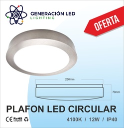 [847510-12] Plafón LED SERIE ELEGANCE 12W , 4100K 